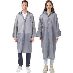 Reusable Rain Poncho Adults Waterproof Hooded Raincoat Lightweight Travel